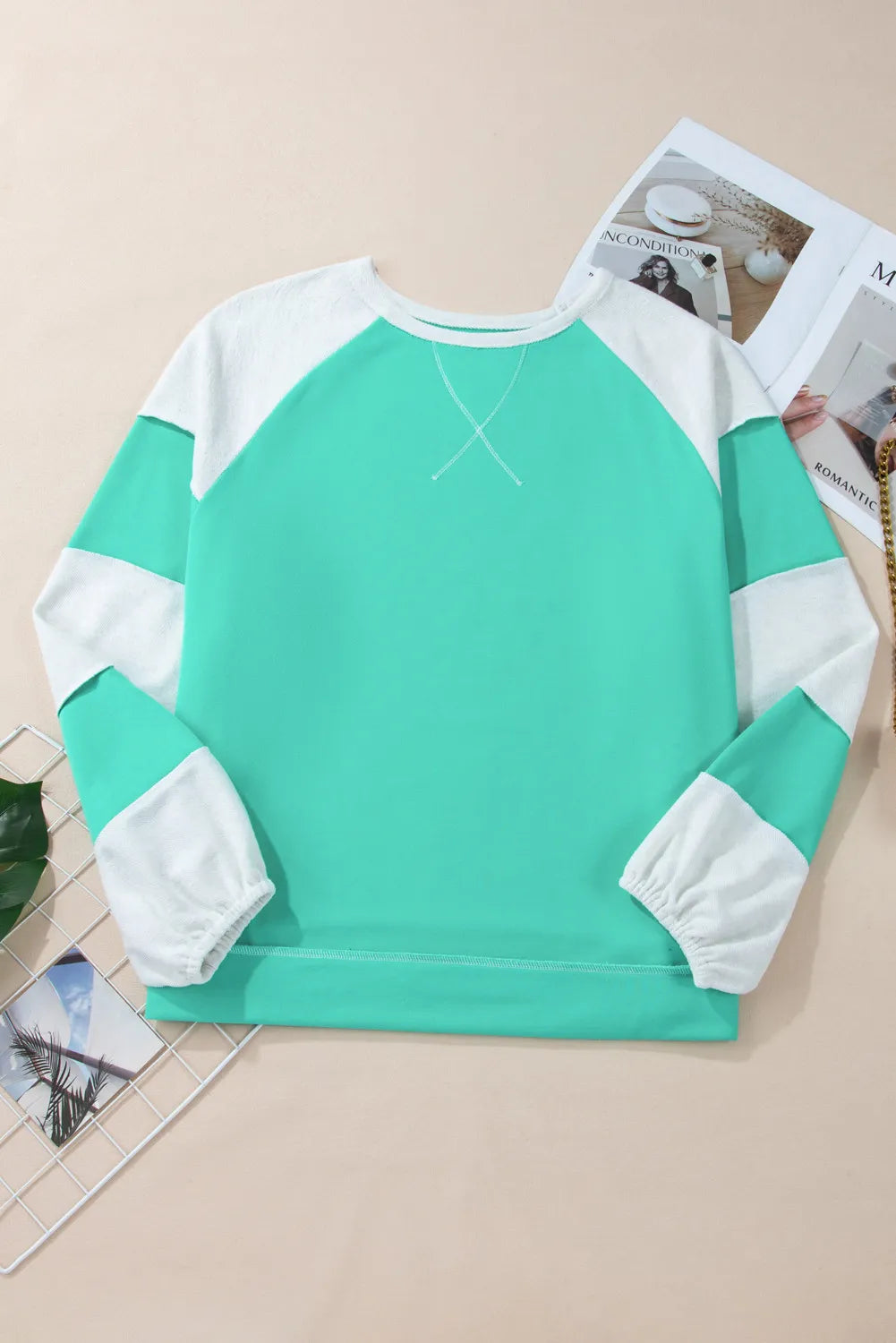 Plus Size Exposed Seam Color Block Long Sleeve Sweatshirt - Little Miss Vanilla