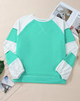 Plus Size Exposed Seam Color Block Long Sleeve Sweatshirt - Little Miss Vanilla