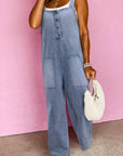 Wide Strap Denim Overalls with Pockets - Little Miss Vanilla