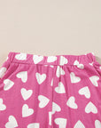 Pink Valentine Heart Shape Print Long Sleeve Top Shorts Lounge Set - Little Miss Vanilla