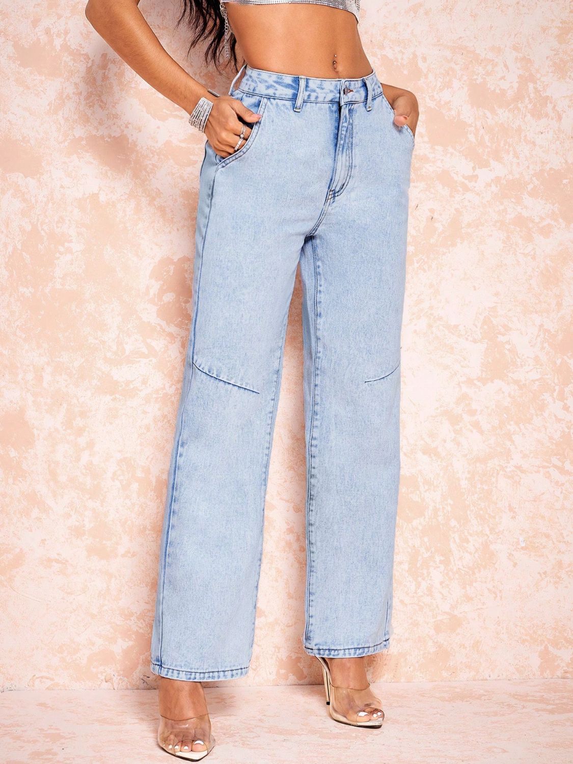 Straight Leg Jeans with Pockets - Little Miss Vanilla