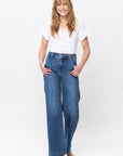 Judy Blue Full Size Double Button Wide Leg Jeans - Little Miss Vanilla