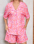 Pink Flower Print Short Sleeve Shirt Pajamas Set - Little Miss Vanilla