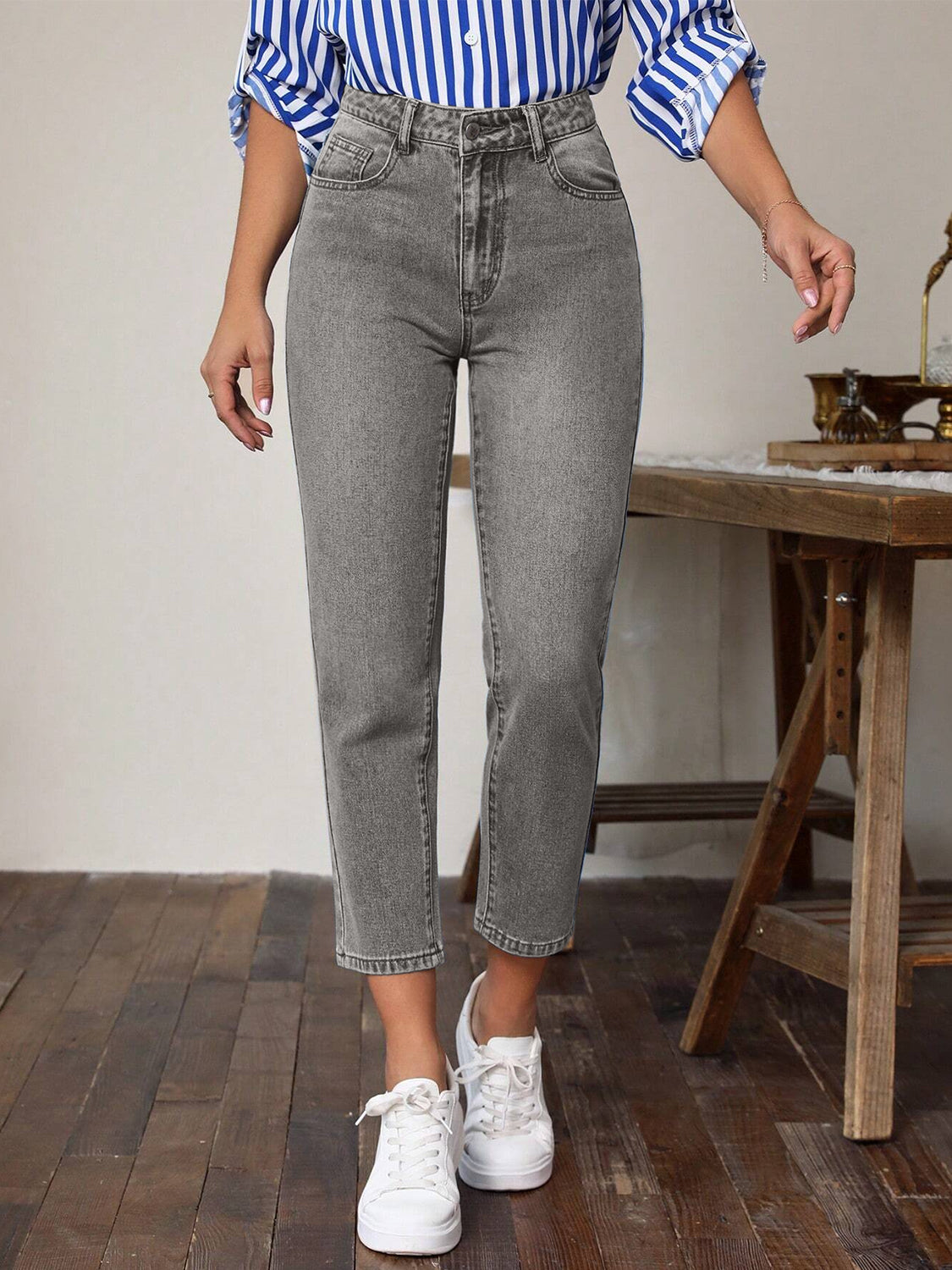 High Waist Jeans with Pockets - Little Miss Vanilla