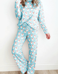 Sky Blue Santa Claus Striped Print Loose Fit Two Piece Lounge Set - Little Miss Vanilla