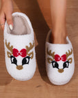 White Christmas Cartoon Pattern Plush Slippers - Little Miss Vanilla