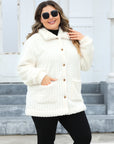 Plus Size Fuzzy Collared Neck Long Sleeve Jacket - Little Miss Vanilla