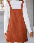 Cinnamon Solid Front Pockets Sleeveless Corduroy Overall Dress - Little Miss Vanilla