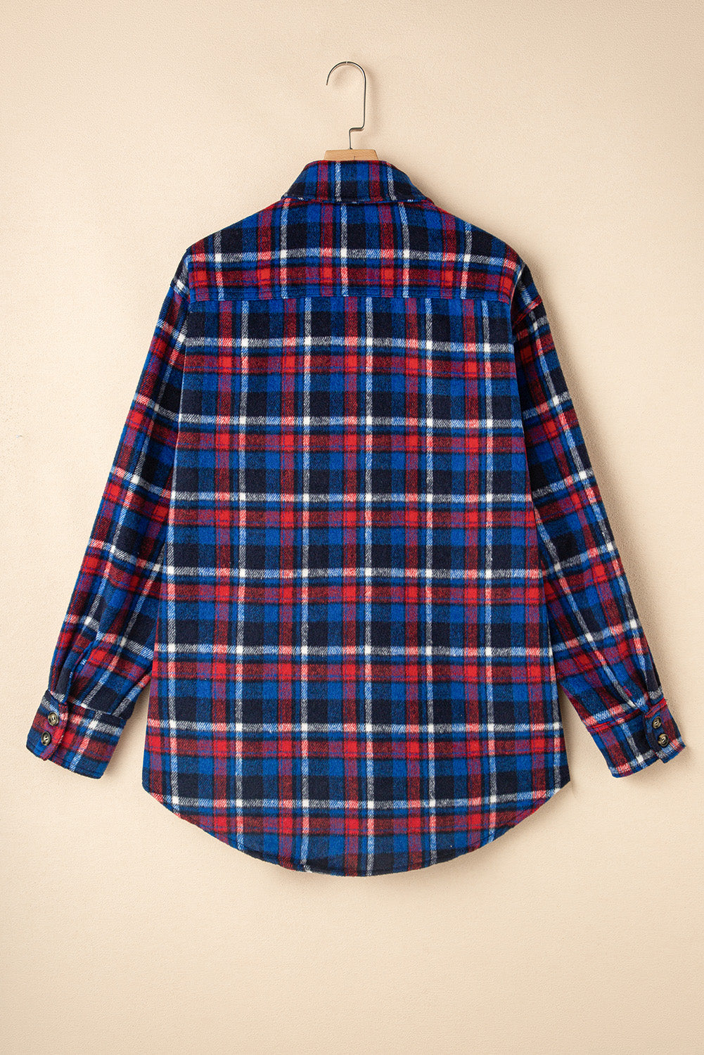 Navy Blue Plaid Flap Pocket Button Up Shacket - Little Miss Vanilla