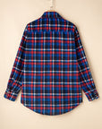 Navy Blue Plaid Flap Pocket Button Up Shacket - Little Miss Vanilla