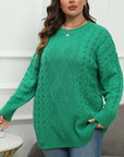 Plus Size Round Neck Long Sleeve Sweater - Little Miss Vanilla