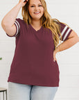 Plus Size Striped V-Neck Tee Shirt - Little Miss Vanilla