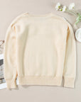 Plus Size Crochet Flower Round Neck Long Sleeve Sweater - Little Miss Vanilla