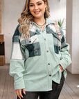 Plus Size Plaid Snap Down Jacket with Pockets - Little Miss Vanilla