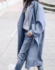 Casual Long Jacket With Pockets Solid Color Single Breasted Lapel Woolen Coat For Women Warm Winter Clothing