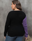 Plus Size Two-Tone Surplice Neck Sweater - Little Miss Vanilla