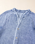 Raw Hem Button Down Long Sleeve Denim Dress - Little Miss Vanilla