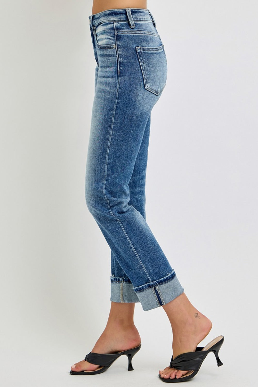 RISEN Full Size High Rise Crop Straight Roll Up Jeans - Little Miss Vanilla