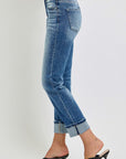 RISEN Full Size High Rise Crop Straight Roll Up Jeans - Little Miss Vanilla