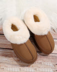 Chestnut Plush Suede Trim Thick Sole Flat Snow Boots - Little Miss Vanilla