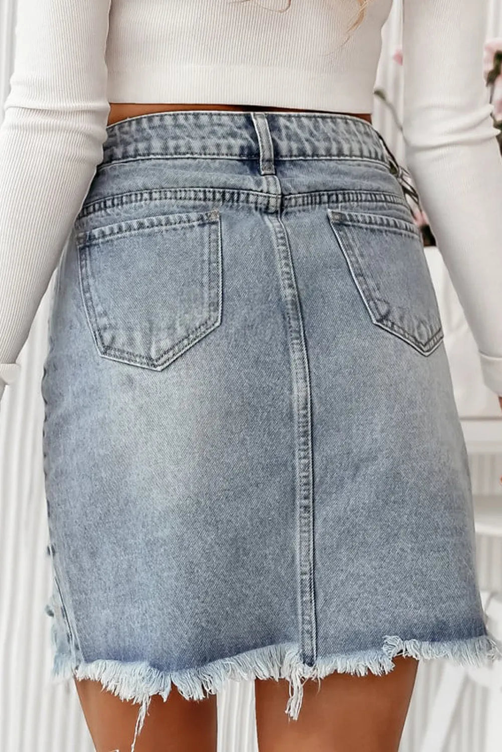 Distressed Raw Hem Heart Mini Denim Skirt - Little Miss Vanilla