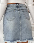 Distressed Raw Hem Heart Mini Denim Skirt - Little Miss Vanilla