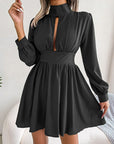 Cutout Turtleneck A-Line Mini Dress - Little Miss Vanilla