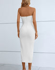 Cutout Strapless Drawstring Detail Split Bandage Dress - Little Miss Vanilla