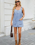 Scoop Neck Wide Strap Denim Dress - Little Miss Vanilla