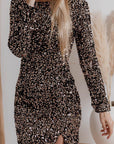 Chestnut Sequin Crew Neck Long Sleeve Bodycon Dress - Little Miss Vanilla