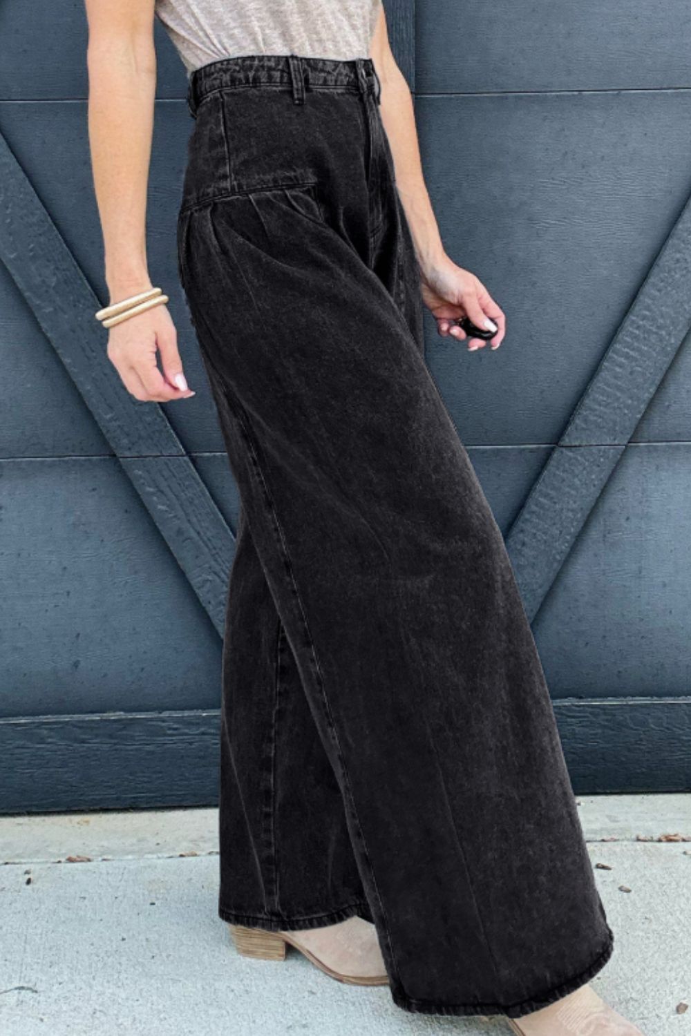 High Rise Wide Leg Jeans with Pockets - Little Miss Vanilla