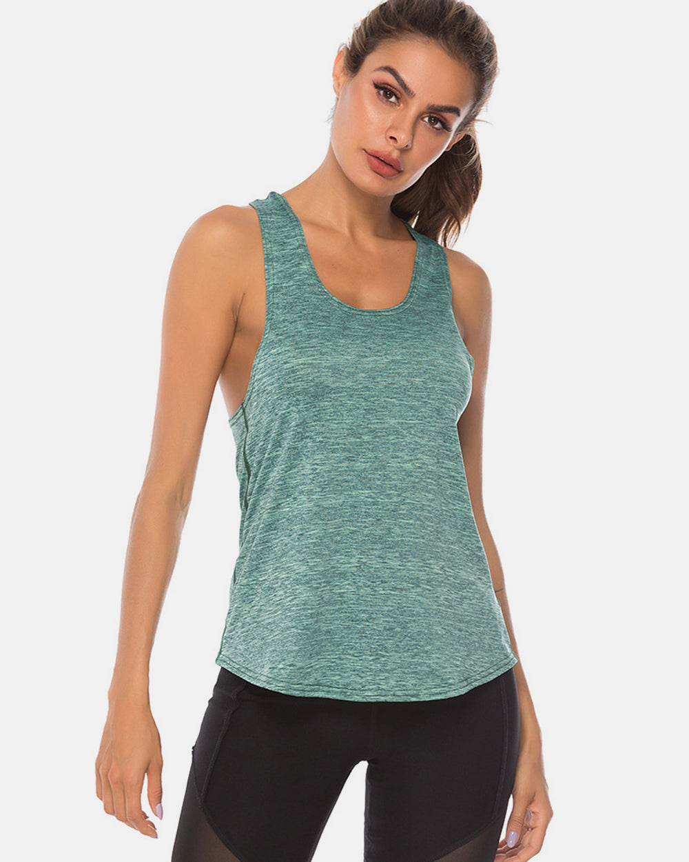 Full Size Scoop Neck Wide Strap Active Tank - Little Miss Vanilla