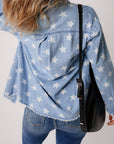 Raw Hem Star Collared Neck Denim Top - Little Miss Vanilla