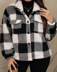 Plus Size Pocketed Plaid Collared Neck Jacket - Little Miss Vanilla