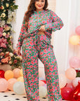 Plus Size Printed Round Neck Long Sleeve Top and Pants Set - Little Miss Vanilla