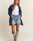 J.NNA Rhombus Stitched Button Up Denim Shacket - Little Miss Vanilla