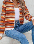 Orange Boho Striped Zip Up Long Sleeve Jacket - Little Miss Vanilla