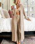 Parchment Split Long Cardigan and Skinny Pants Lounge Set - Little Miss Vanilla