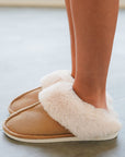 Camel Plush Suede Winter Home Slippers - Little Miss Vanilla