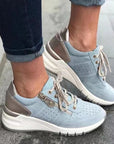 Fashion Lace-up Sneakers Women Cozy Tinck-soled Sports Shoes