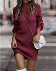 Women's Turtleneck Long Sweater Winter Fashion Long Sleeve Sweater Dress