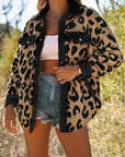 Black Contrast Trimmed Leopard Teddy Shacket - Little Miss Vanilla