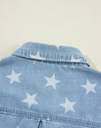 Raw Hem Star Collared Neck Denim Top - Little Miss Vanilla