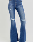 RISEN Full Size High Rise Distressed Raw Hem Flare Jeans - Little Miss Vanilla