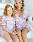 Purple Checkered Pattern Short Sleeve Pajamas Set - Little Miss Vanilla