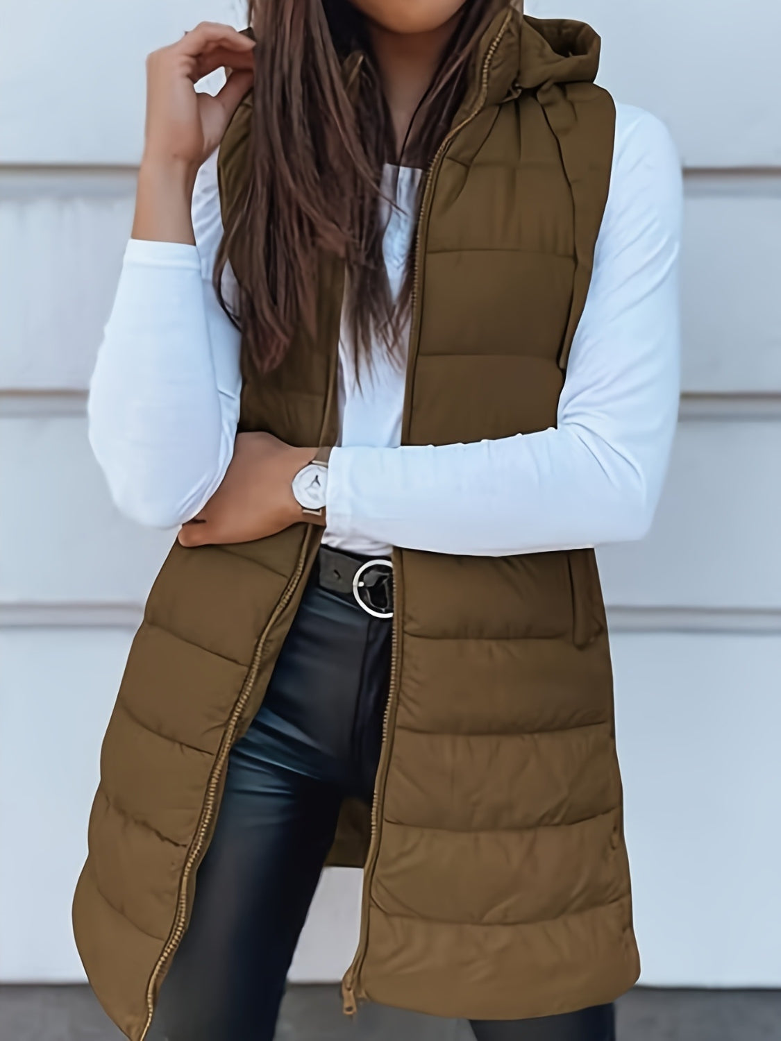 Plus Size Zip Up Hooded Vest Coat - Little Miss Vanilla