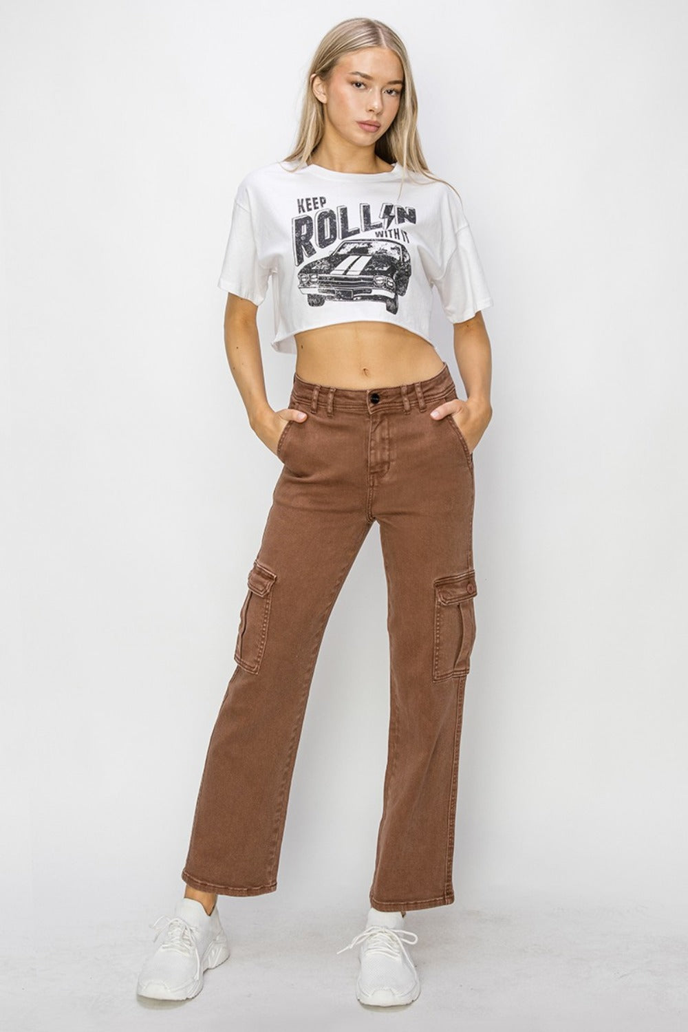 Risen Full Size High Rise Cargo Jeans - Little Miss Vanilla