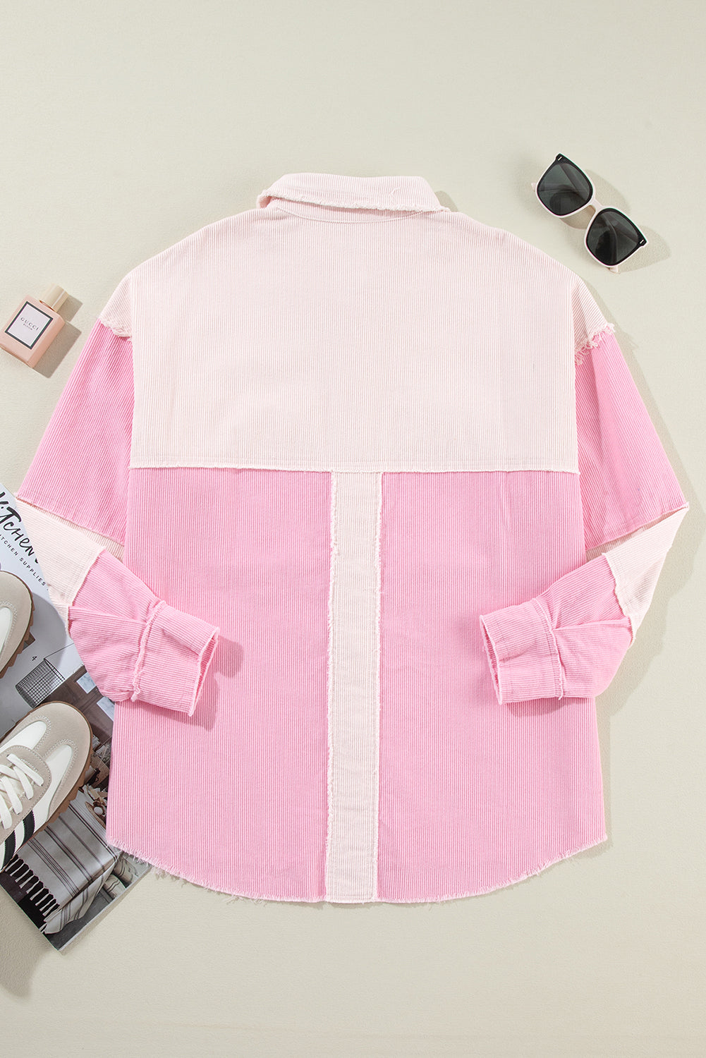 Delicacy Two-tone Color Exposed Seam Corduroy Shacket - Little Miss Vanilla