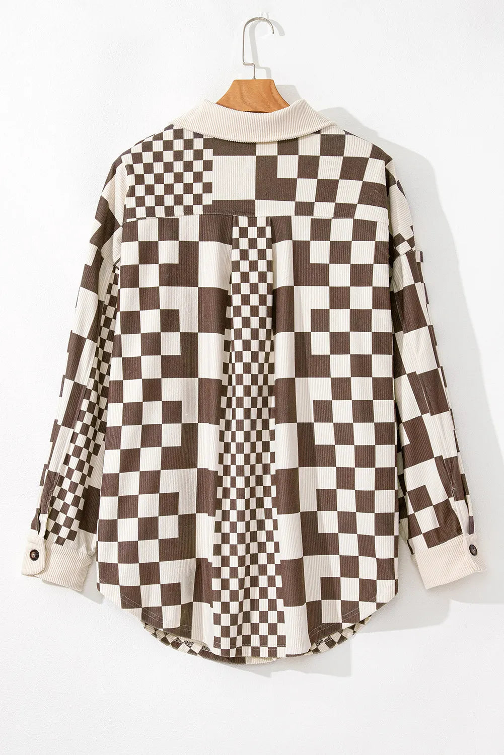 Plus Size Checkered Button Up Long Sleeve Jacket - Little Miss Vanilla