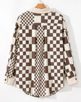 Plus Size Checkered Button Up Long Sleeve Jacket - Little Miss Vanilla